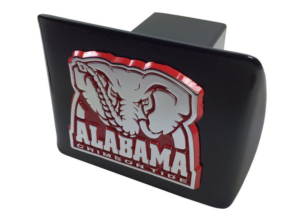  [AUSTRALIA] - University of Alabama METAL elephant emblem (chrome with crimson trim) on black METAL Hitch Cover