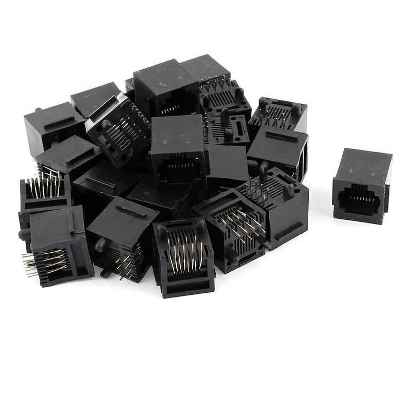 uxcell 25pcs Black RJ45 8P8C Network Modular Connector LAN Ethernet for PCB - LeoForward Australia