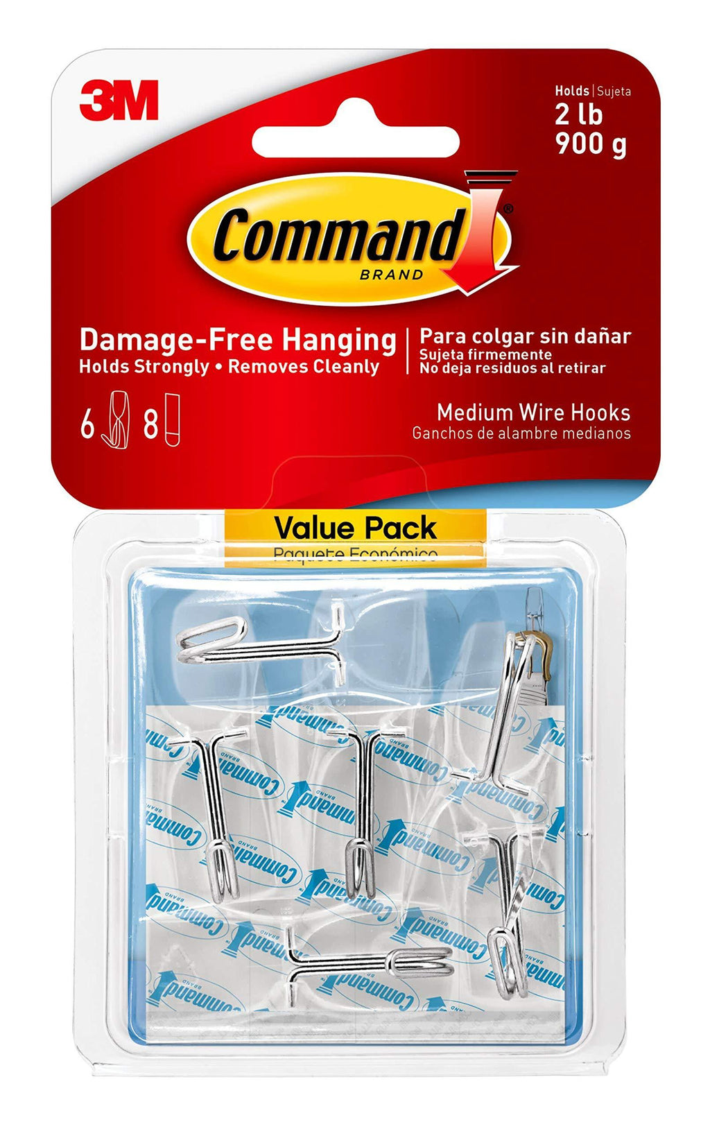Command Medium Wire Toggle Hook Value Pack, Clear, 6-Hooks, Organize Damage-Free 6 Hooks - LeoForward Australia