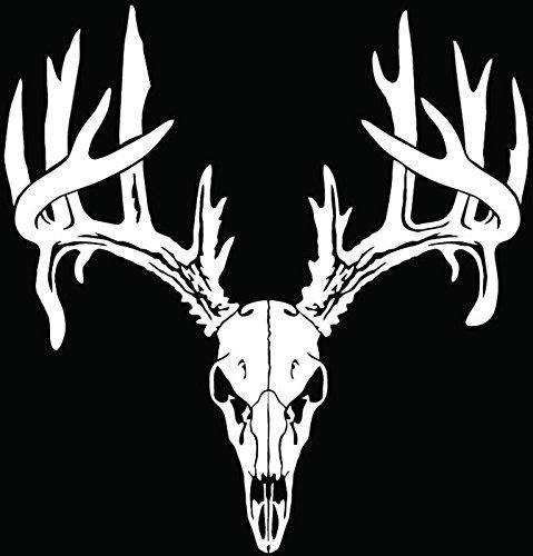  [AUSTRALIA] - Deer Buck Antlers Skull Hunting Car Truck Window Bumper Vinyl Graphic Decal Sticker- (6 inch) / (15 cm) Tall GLOSS WHITE Color 06 in / 15 cm tall