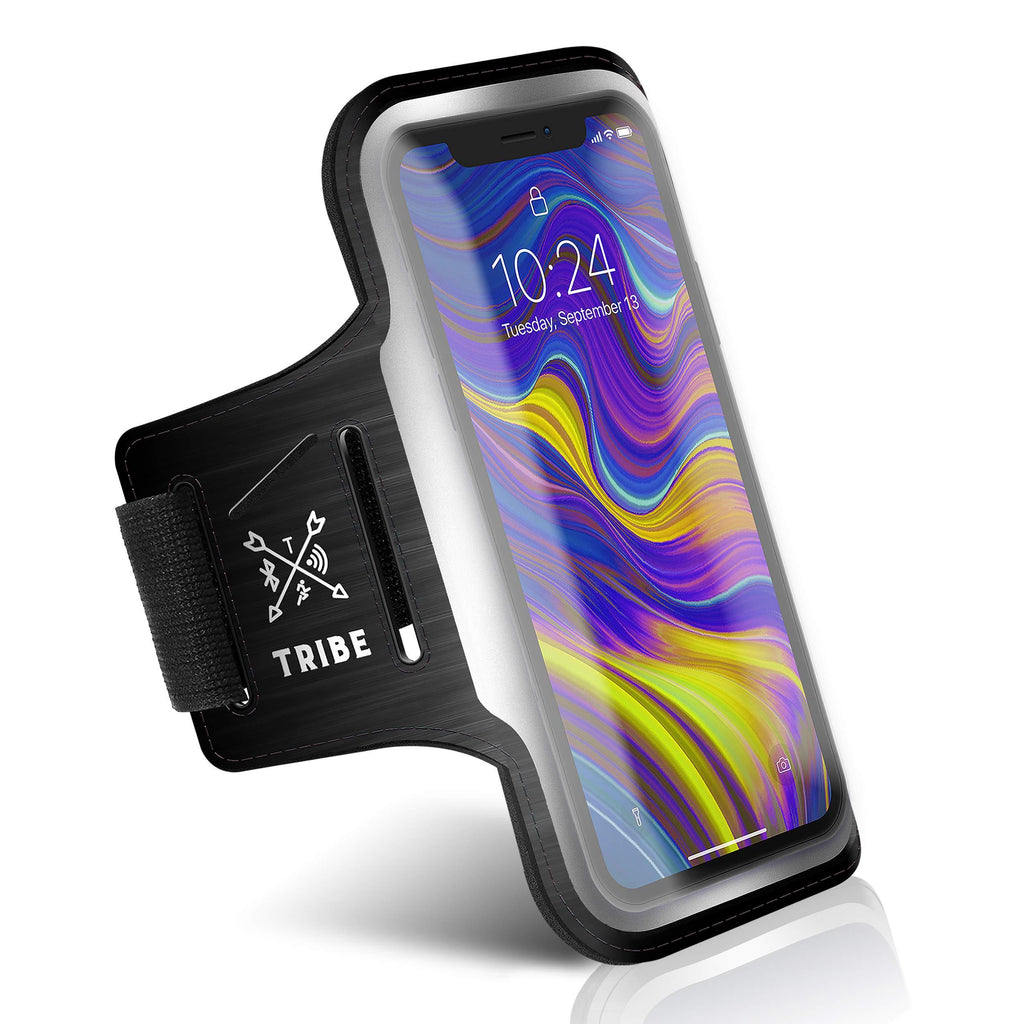 TRIBE Running Phone Holder Armband. iPhone & Galaxy Cell Phone Sports Arm Bands for Women, Men, Runners, Jogging, Walking, Exercise & Gym Workout. Fits All Smartphones. Adjustable Strap, CC/Key Pocket Black L: iPhone+/Pro Max/XR/XS Max/Galaxy+/Ultra/Note - LeoForward Australia