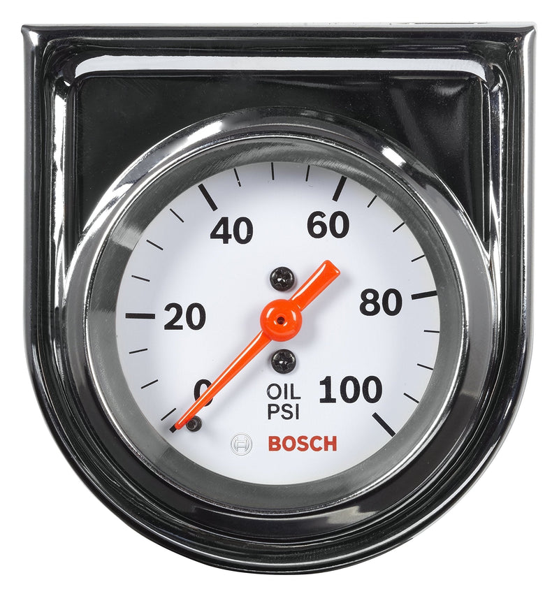  [AUSTRALIA] - Bosch SP0F000044 Style Line 2" Mechanical Oil Pressure Gauge (White Dial Face, Chrome Bezel)
