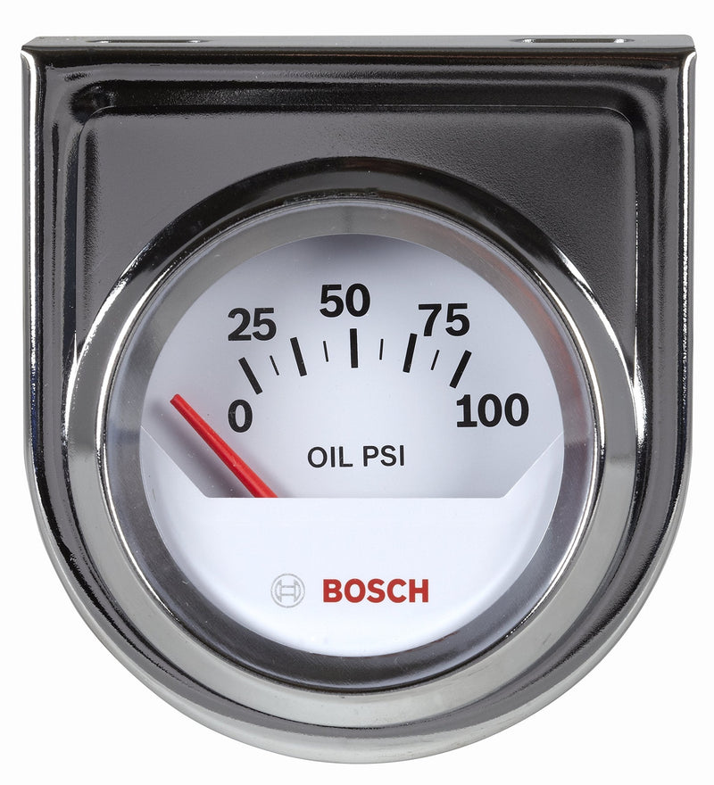  [AUSTRALIA] - Bosch SP0F000041 Style Line 2" Electrical Oil Pressure Gauge (White Dial Face, Chrome Bezel)