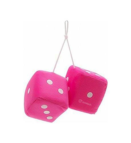 Zone Tech Pair Black and White Mirror Fuzzy Dice - Pair Black and White Plush Car Mirror Fuzzy Dice Pair (Pink) - LeoForward Australia