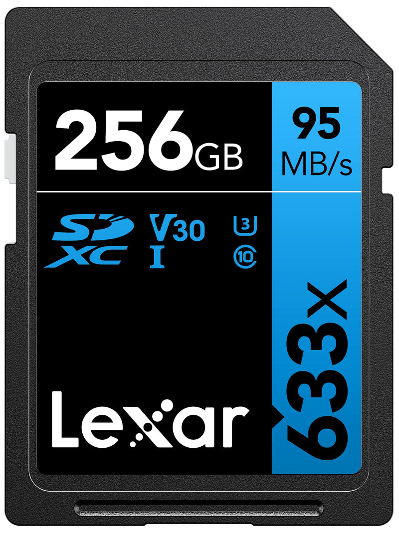  [AUSTRALIA] - Lexar Professional 633x 256GB SDXC UHS-I Card, Up To 95MB/s Read, for Mid-Range DSLR, HD Camcorder, 3D Cameras, LSD256CBNL633 (Product Label May Vary) Single