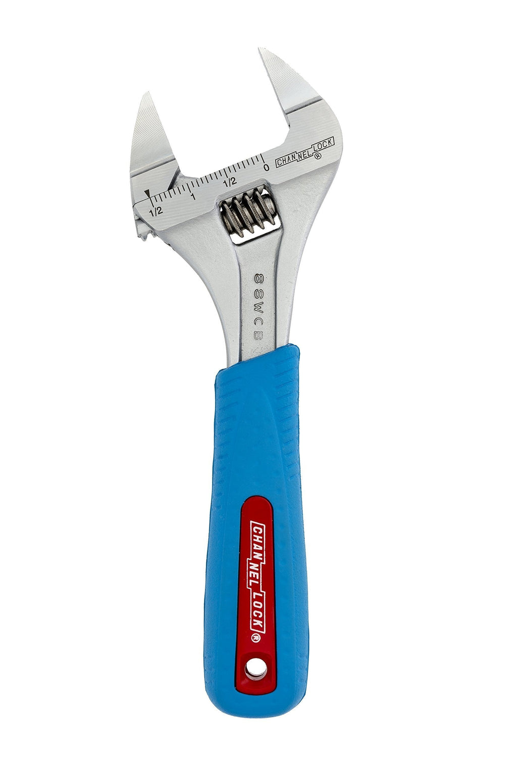  [AUSTRALIA] - Channellock 8SWCB Slim Jaw 8-Inch WideAzz Adjustable Wrench | 1.5-Inch Jaw Capacity | Precise Design Grips in Tight Spaces | Measurement Scales for Easy Sizing of Diameters | CODE BLUE Comfort Grip