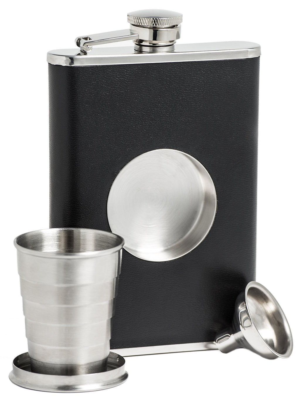  [AUSTRALIA] - Shot Flask - Stainless Steel 8 oz Hip Flask, Built-in Collapsible 2 Oz. Shot Glass & Flask Funnel - Everything You Need to Pour Shots on the Go - BarMe Brand