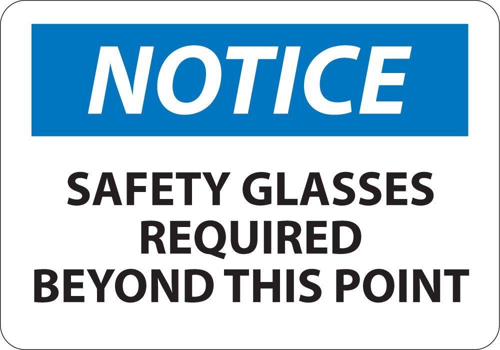 National Marker N18R"Notice, Safety Glasses Required Beyond This Point" Sign, Rigid Plastic, 7" x 10" - LeoForward Australia