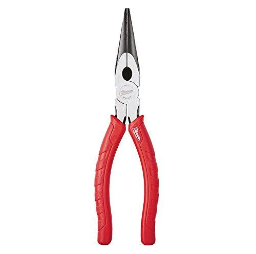  [AUSTRALIA] - Milwaukee 48-22-6101 8-Inch Long Nose Pliers with Reaming Head and Onboard Fish Tape Pulling