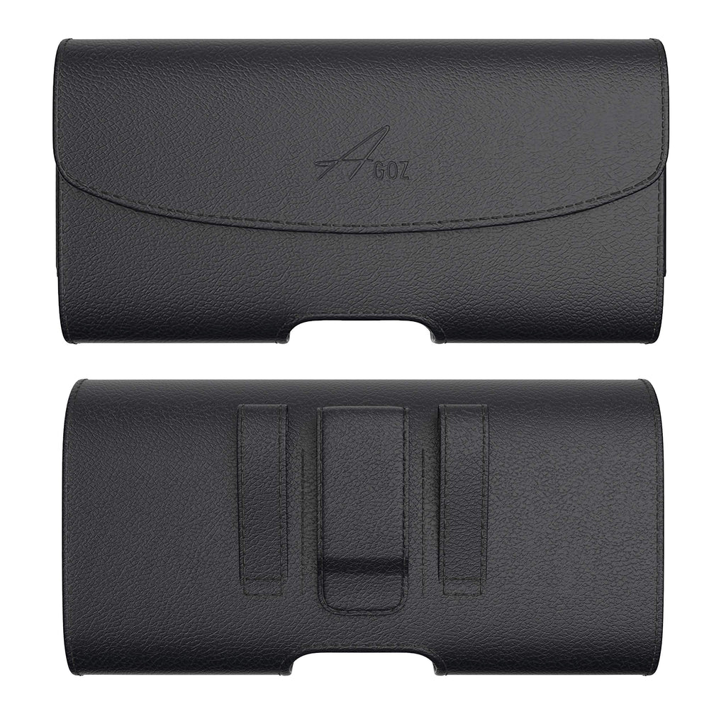  [AUSTRALIA] - AGOZ Carry Case 7.00" x 3.5" x 0.75" for Samsung Galaxy A12, Galaxy A32 5G, Galaxy A42 5G, A02sPLUS Size Leather Pouch Holster Case with Belt Clip Belt Loops(to FIT with OTTERBOX Defender Commuter)