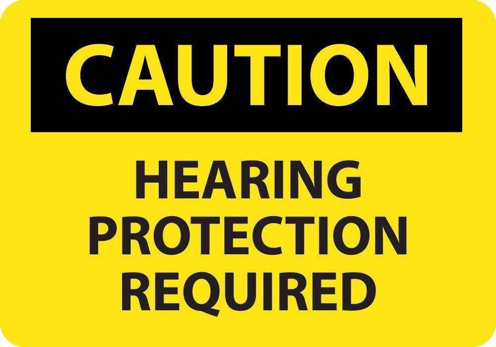National Marker C513A Hearing Protection Required Caution Sign, 0.04", Aluminum, 7" x 10" - LeoForward Australia