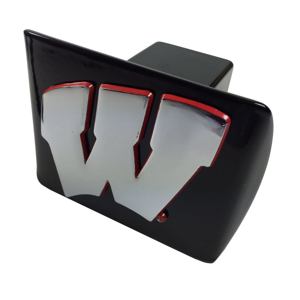  [AUSTRALIA] - AMG University of Wisconsin Metal Emblem (Chrome with red Trim) on Black Metal Hitch Cover