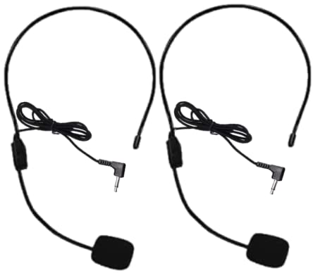  [AUSTRALIA] - HUACAM Headset Microphone, Set of 2, Hands Free Microphone Headset for Singing, Flexible Wired Boom for Voice Amplifier,Teachers, Speakers, Coaches, Presentations, Seniors and More