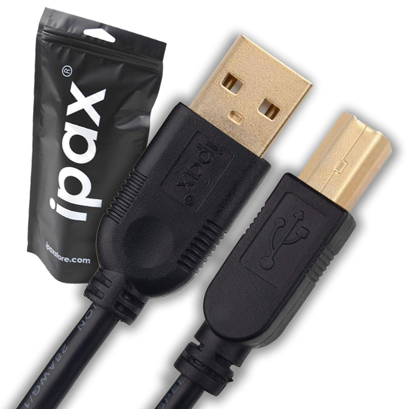  [AUSTRALIA] - Ipax 15 Ft Long Hi-Speed USB Printer Cable Compatible with Canon Pixma mg2520 iX6820 iP8720 Brother MFC-J870DW HL-L8360CDW HL-L2370DW DCP-L2540DW 15ft Black