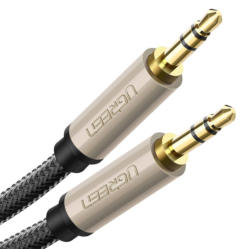 UGREEN 3.5mm Male to Male Auxiliary Aux Stereo Professional HiFi Cable with Silver-Plating Copper Core, Gold Plated, Nylon Braid, Tangle-Free for Audiophile Musical Lovers Silver (10ft) 10ft - LeoForward Australia