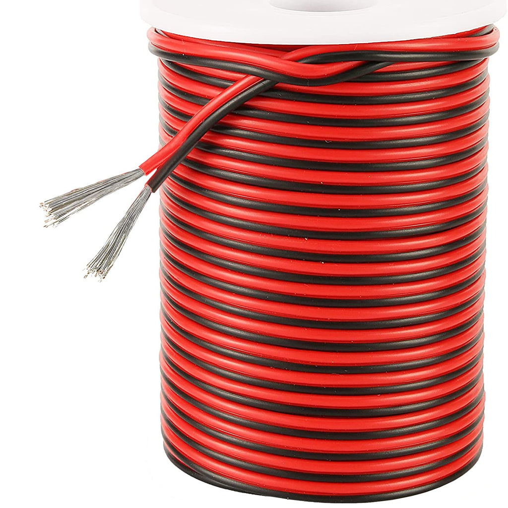  [AUSTRALIA] - 20 Gauge 2Pin Extension Wrie, EvZ 20AWG 2 Conductor Parallel Electric Cable Cord for Led Strips Single Color 3528 5050, Red Black, 33ft/10M 33ft / 10M