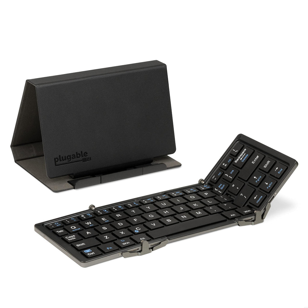  [AUSTRALIA] - Plugable Foldable Bluetooth Keyboard Compatible with iPad, iPhones, Android, and Windows, Compact Multi-Device Keyboard, Wireless and Portable with Included Stand for iPad/iPhone (10 inches)