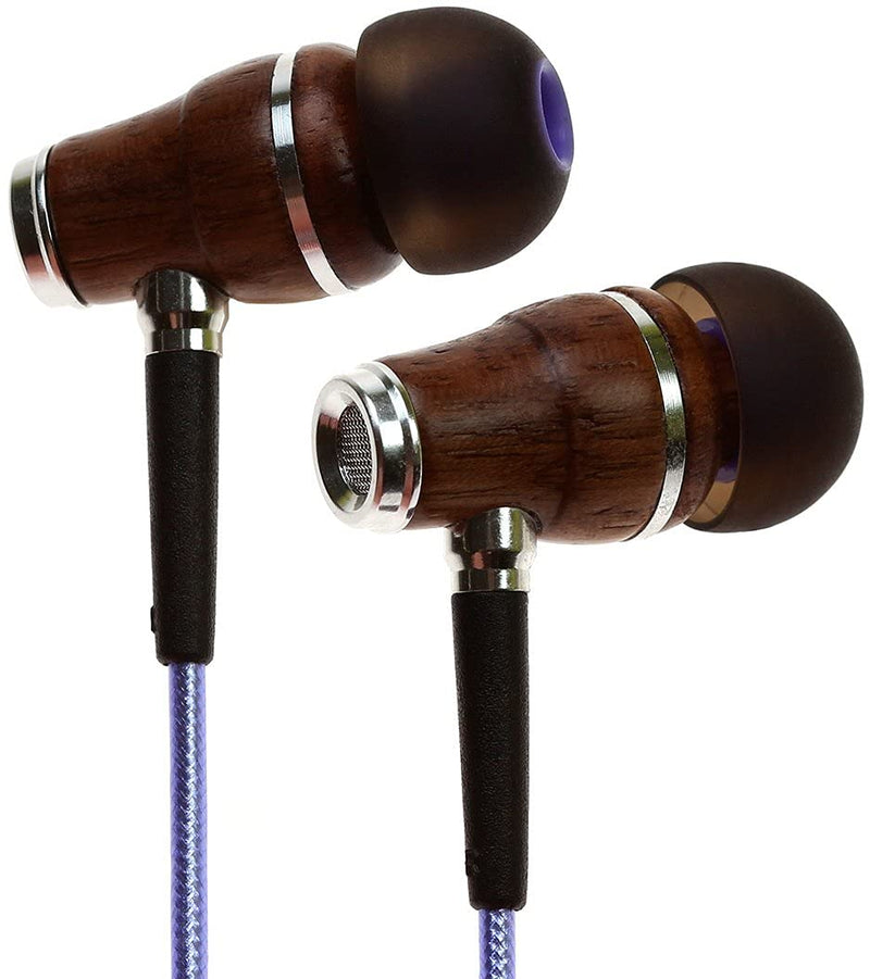 Symphonized NRG 2.0 Wood Earbuds Wired, in Ear Headphones with Microphone for Computer & Laptop, Noise Isolating Earphones for Cell Phone, Ear Buds with Booming Bass (Metallic Purple) - LeoForward Australia