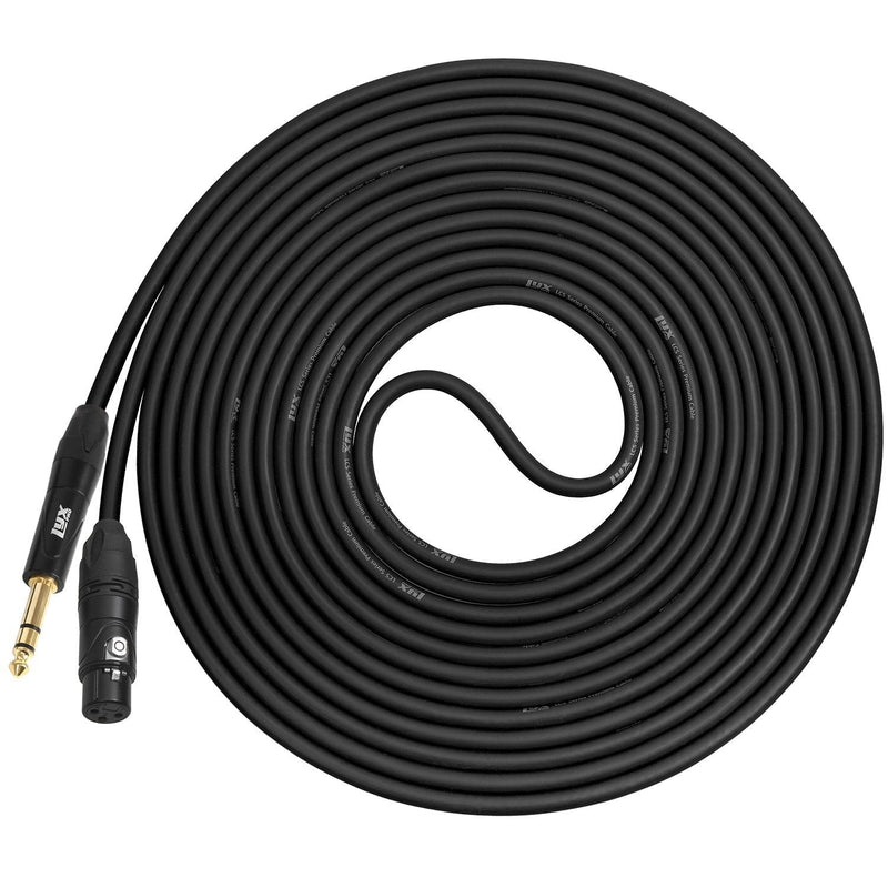  [AUSTRALIA] - LyxPro 1/4” TRS to XLR Female Microphone Cable - 15 Ft - Black - for Professional Microphones and Devices 15 Feet
