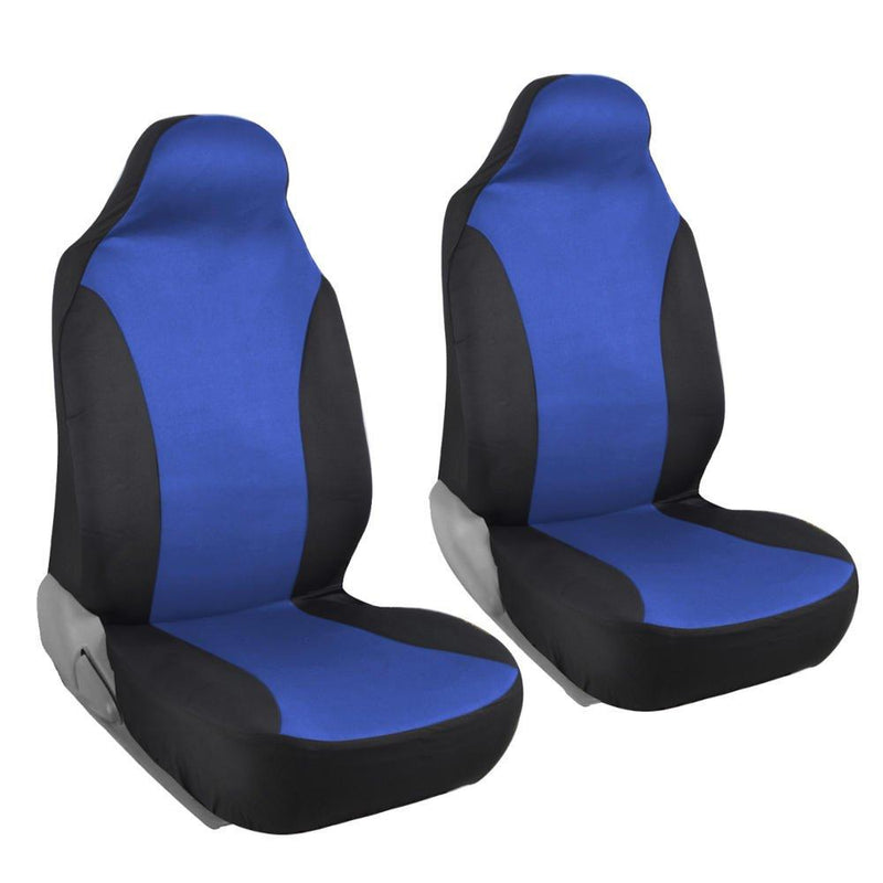  [AUSTRALIA] - Front Pair of Bucket Seat Covers for Car - Rome Polyester Cloth Black & Blue Two Tone