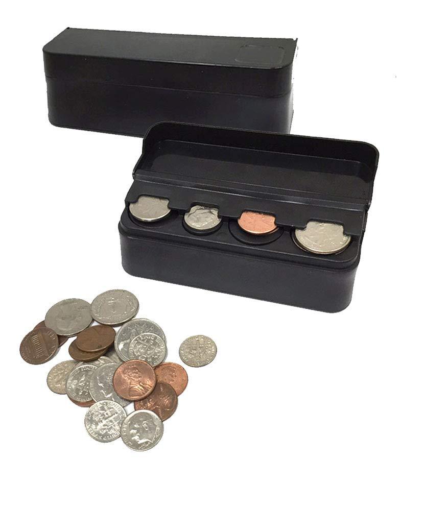 [AUSTRALIA] - JAVOedge JE (2 Pack) Coin (Quarter, Dimes,etc) Change Holder Storage Sorter Case with Lid for Car, Truck, RV Interior Accessories