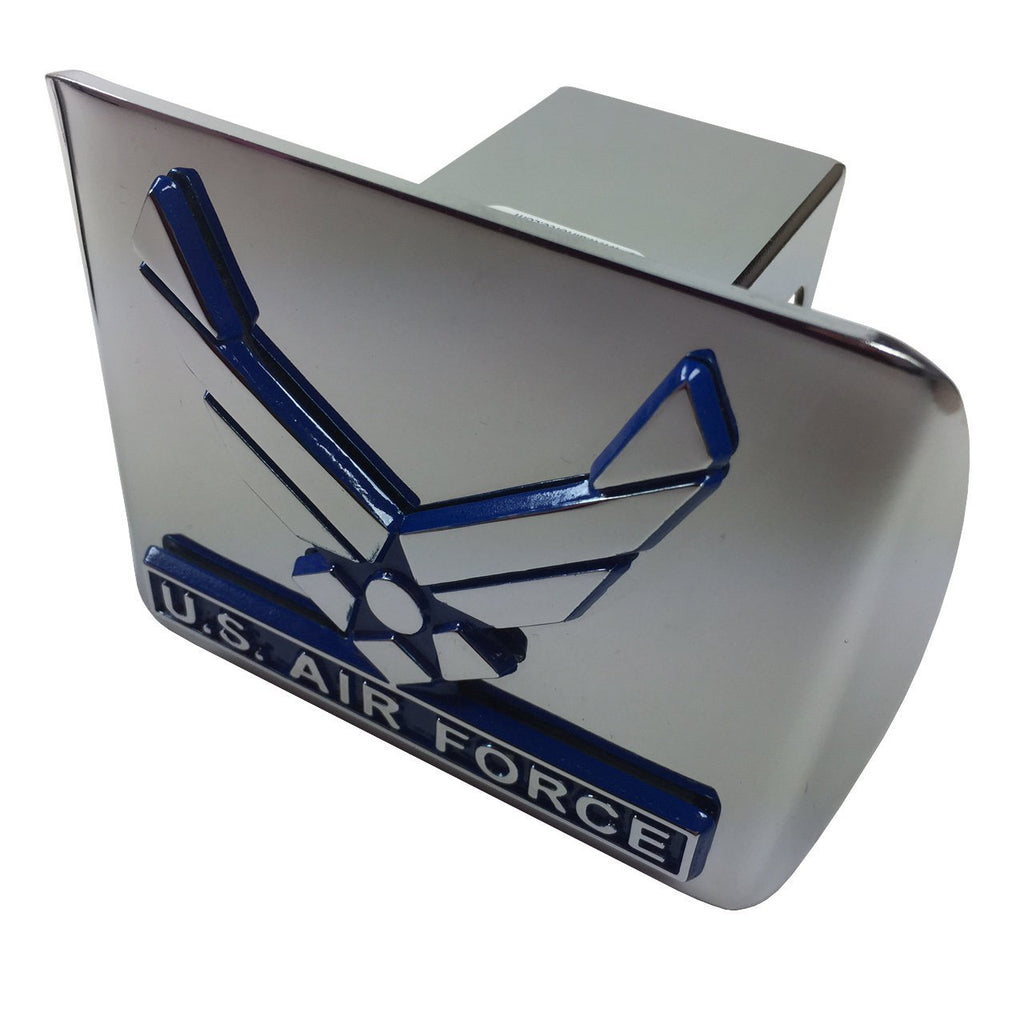  [AUSTRALIA] - Elektroplate Air Force Metal Emblem (Wings with Blue Trim) on Chrome Metal Hitch Cover