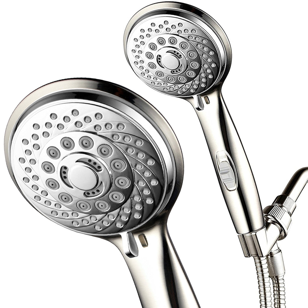 HotelSpa 7-Setting Ultra-Luxury Handheld Shower-Head with Patented On/Off Pause Switch (Brushed Nickel/Chrome) - LeoForward Australia