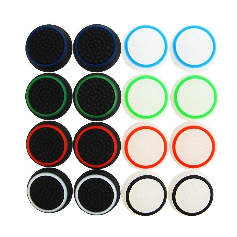 XFUNY 8 Pairs/16 PCS Replacement Silicone Analog Controller Joystick Luminous Thumb Stick Grips Caps Cover for PS4 PS3 PS2 Xbox One/360 Game Controller - LeoForward Australia