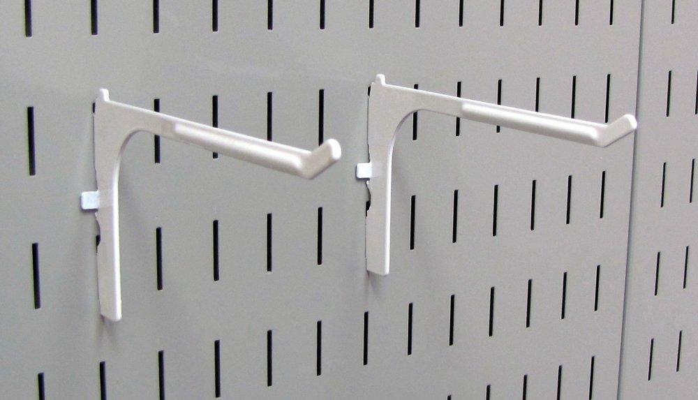 Wall Control Pegboard 6in Reach Extended Slotted Hook Pair - Slotted Metal Pegboard Hooks for Wall Control Pegboard and Slotted Tool Board – White - LeoForward Australia