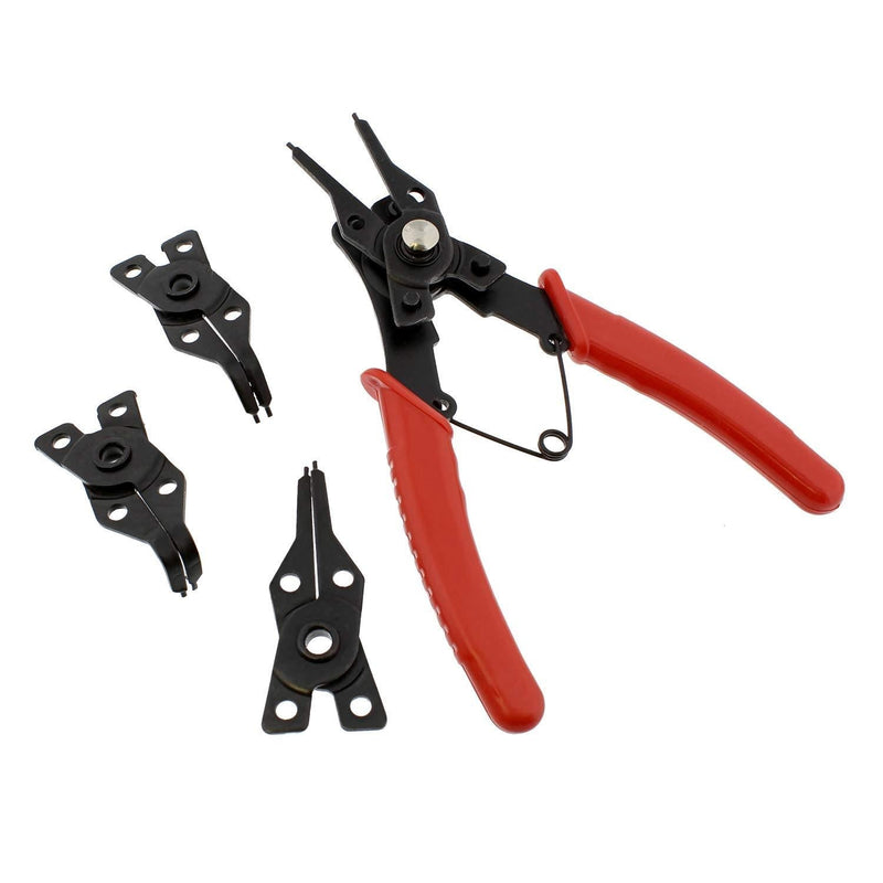  [AUSTRALIA] - ABN Snap Ring Pliers Set – 5 Pc Interchangeable Jaw Head C Clip Pliers Set – Straight, 45, and 90 Degree Angled Jaws