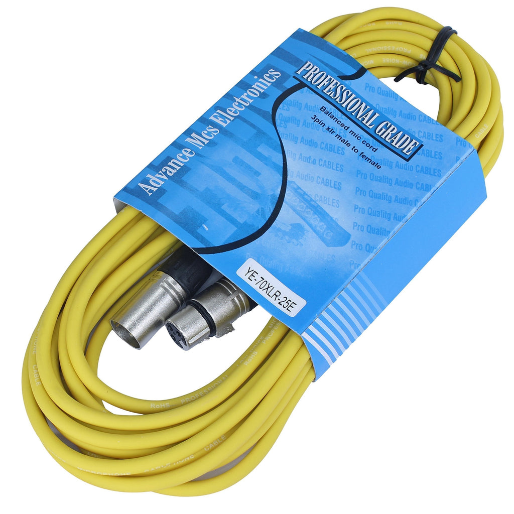  [AUSTRALIA] - MCSPROAUDIO 25 foot Male to Female XLR microphone cable (Yellow) Yellow