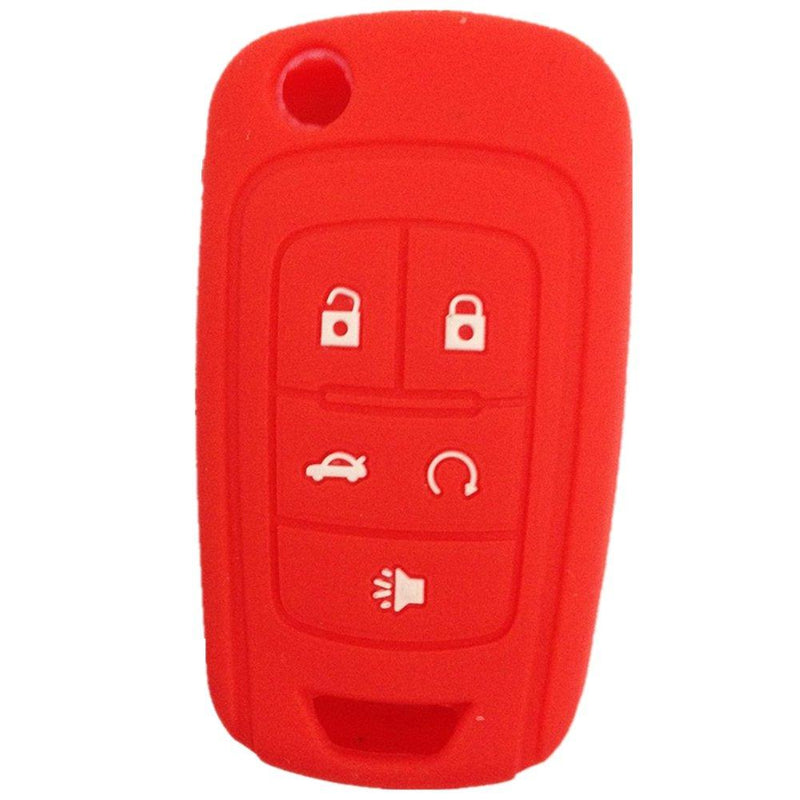 [AUSTRALIA] - New Red 5 Buttons Silicone Cover Holder Key Jacket for Chevrolet Camaro Cruze Volt Equinox Spark Malibu Sonic Flip Remote Key Case Shell Cover