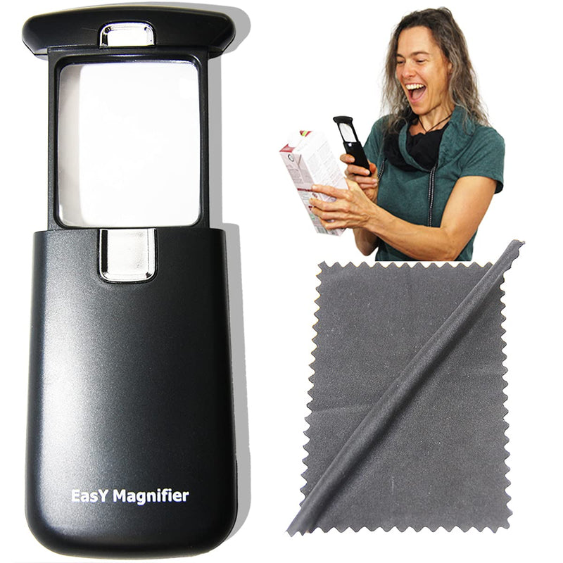 Small Magnifying-Glass with LED-Light 3X Lighted-Pocket EasY-Magnifier - Hand Held Lighted Magnify Glasses for Close Work Reading Books Pill Bottles; Mini Lens for Visually Impaired A Low Vision Aid - LeoForward Australia
