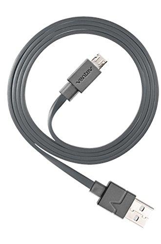 Ventev Chargesync Micro USB Cable | Convenient Charging from Any Standard USB Port, Transfer Data to Any PC or MAC, S2.1A Rapid Charging, Flat Cable Design for Tangle-Free Wrapping | 3ft Gray - LeoForward Australia