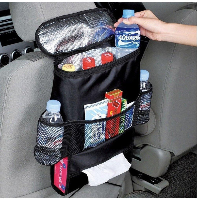  [AUSTRALIA] - KAFEEK Car Seat Organizer/Auto Seat Back Organizer/Multi-Pocket Travel Storage Bag/Insulated Car Seat Back Drinks Holder Cooler/Storage Bag Cool Wrap Bottle Bag with Mesh Pockets(Heat-Preservation)