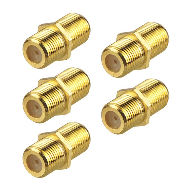 VCE 5-Pack Coaxial Cable Connector, F-Type Coax RG6 Cable Extension Adapter Gold Plated - LeoForward Australia