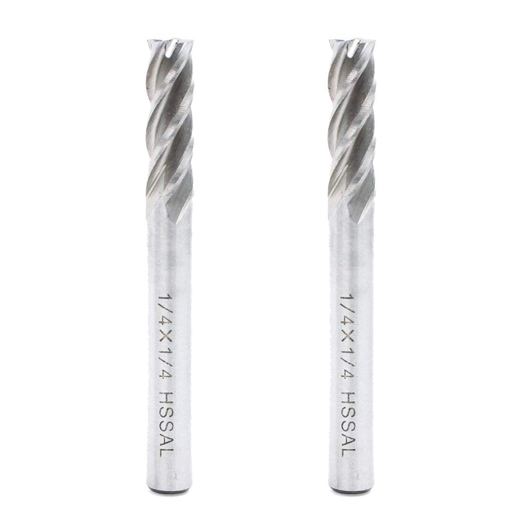  [AUSTRALIA] - AUTOTOOLHOME 1/4 inch HSS 4 Flutes End Mills Milling Cutter End Drill Bit Straight Shank Pack of 2