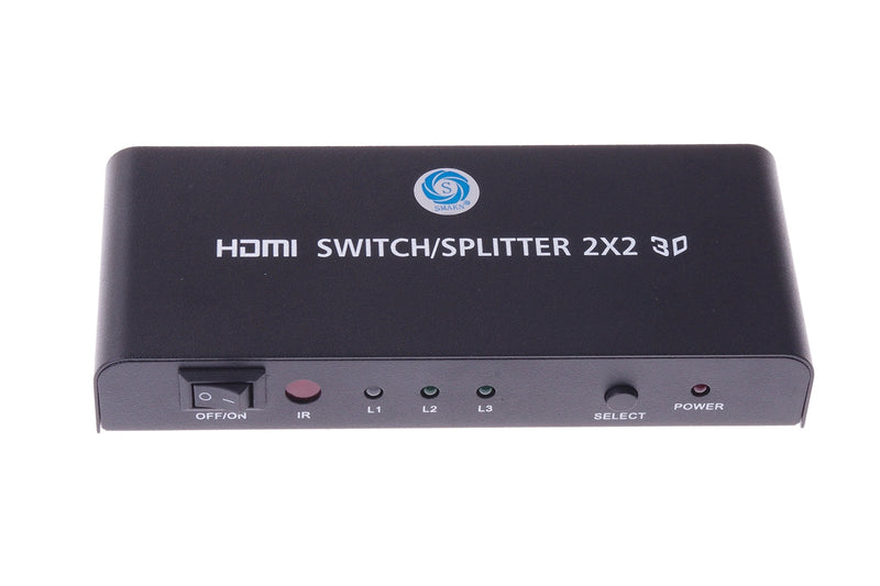  [AUSTRALIA] - SMAKN Mini 2 x 2 HDMI Switch Splitter With 2 in 2 out Supporting HDMI1.4a 3D