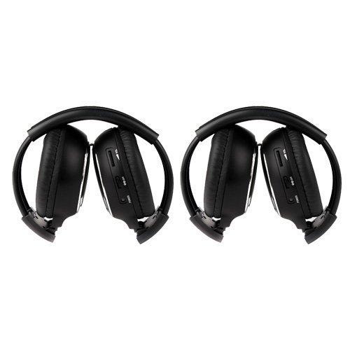 [AUSTRALIA] - Sportsmax 2 Pack of Two Channel Folding Universal Rear Entertainment System Infrared Headphones Wireless IR DVD Player Head Phones for in Car TV Video Audio Listening
