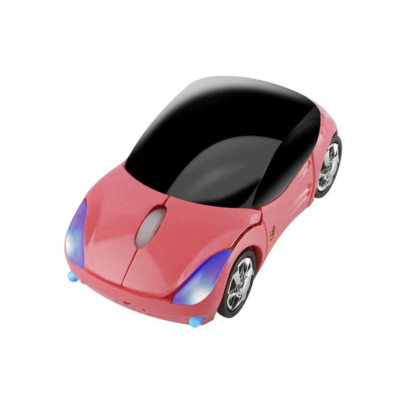 CHUYI Ultra Small Cool Sports 3D Car Shaped Wireless Optical Mouse Mini Cordless Portable Mice for Business Travel Office Home School Gift (Pink) Pink - LeoForward Australia