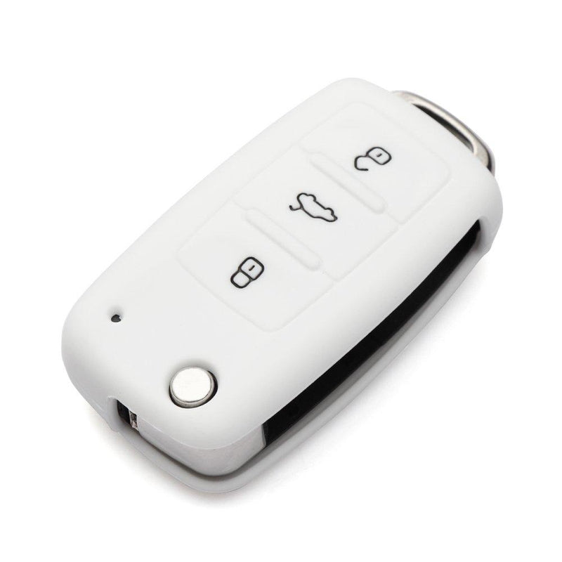  [AUSTRALIA] - AndyGo Protective Silicone Key Cover Keyless Entry Remote Fob Shell Fit for VW Volkswagen 3 Button White