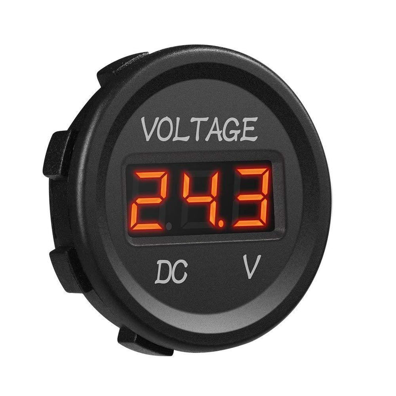  [AUSTRALIA] - MICTUNING J0001L DC 12V LED Display Voltmeter Waterproof for Boat Marine Vehicle Motorcycle Truck ATV UTV Car Camper Caravan Red Digital Round Panel