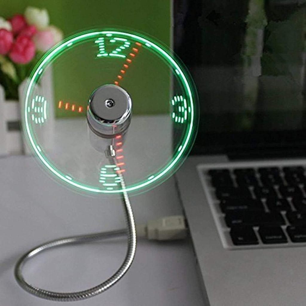  [AUSTRALIA] - ONXE LED USB Clock Fan with Real Time Display Function,USB Clock Fans,Silver,1 Year Warranty (Clock)
