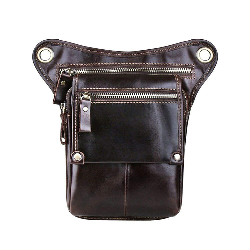 Genda 2Archer Genuine Leather Fanny Pack Waist Hip Purse Tactical Belt Bag (Dark Brown) Dark Brown - LeoForward Australia