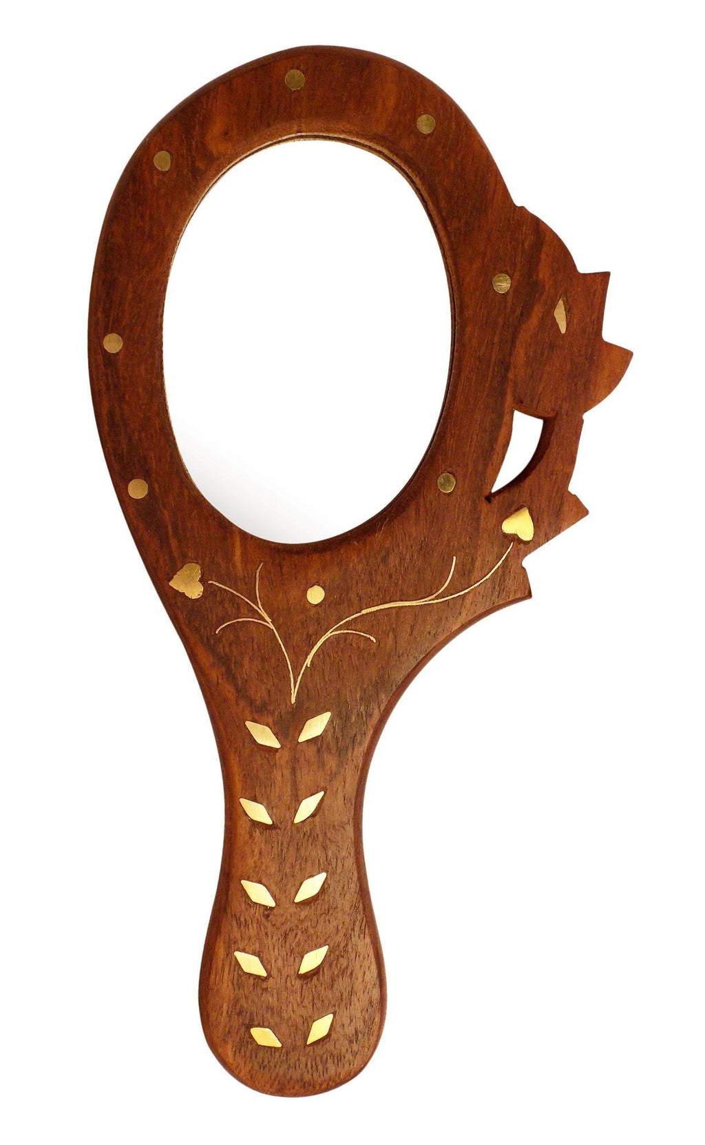 Crafts'man Handheld Mirrors- Wooden Small Hand Mirror (Brown) - LeoForward Australia