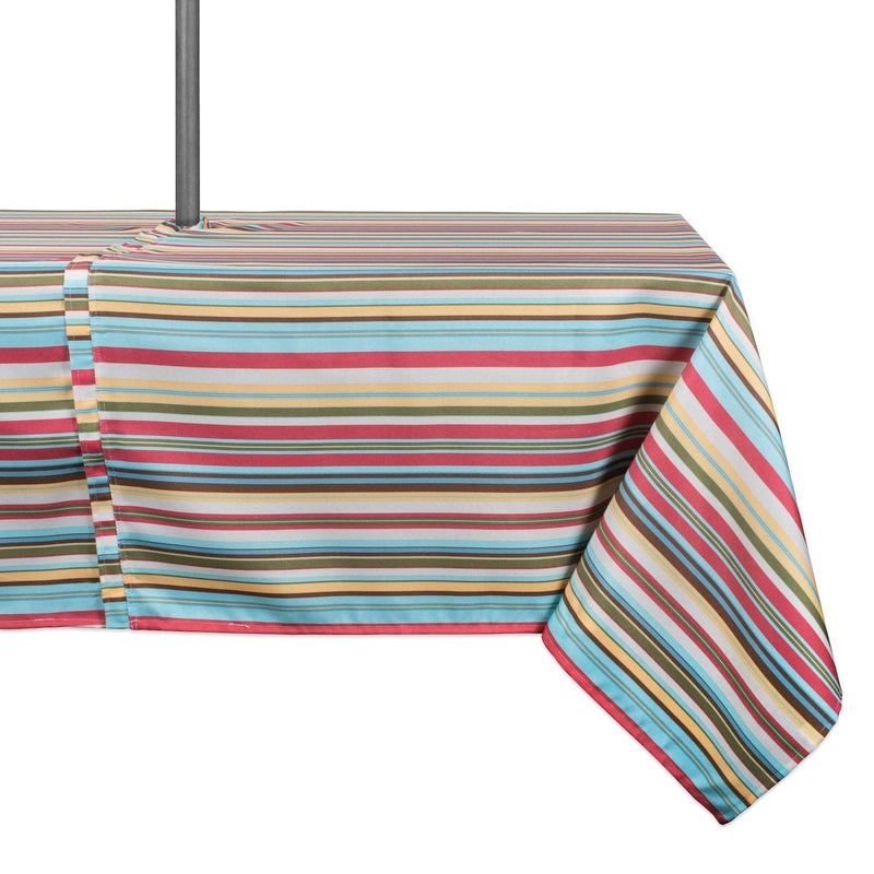 DII Summer Stripe Outdoor Tabletop Collection, Stain Resistant & Waterproof, 60x84" w/Zipper, Stripe Tablecloth, 60x84" w/Zipper - LeoForward Australia