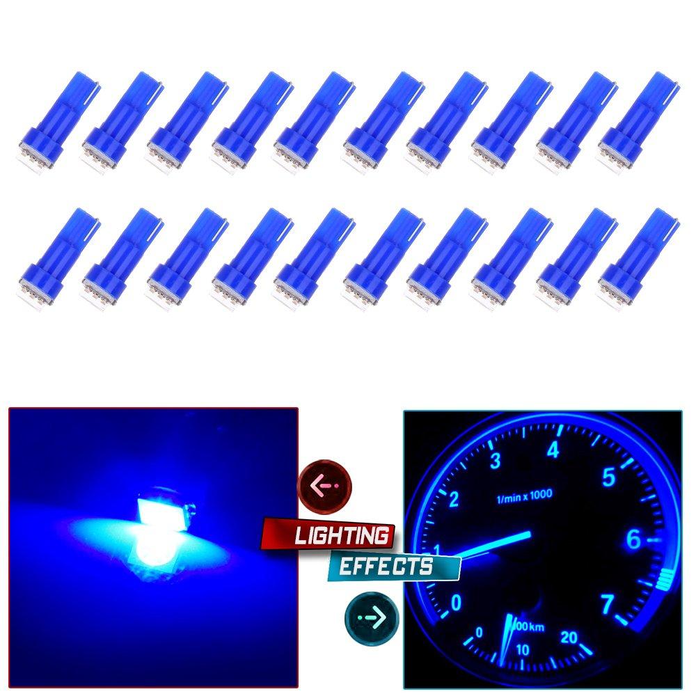  [AUSTRALIA] - cciyu 20x Blue T5 Blue Dashboard Instrument Panel Instrument Speedometer Gauge Cluster 37 73 74 79 17 57 5050 1-SMD LED Light Bulb 12V (blue)