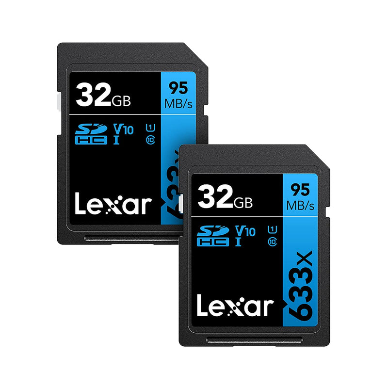 Lexar Professional 633x 32GB (2-Pack) SDHC UHS-I Card, Up To 95MB/s Read, for Mid-Range DSLR, HD Camcorder, 3D Cameras, LSD32GCB1NL6332 (Product Label May Vary) 2 Pack 32GB 2 Pack - LeoForward Australia