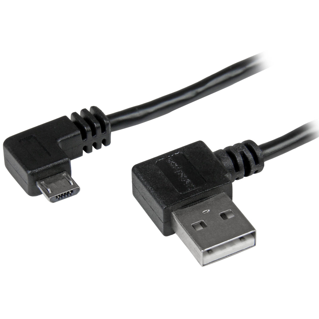 StarTech.com 2m 6 ft Micro-USB Cable with Right-Angled Connectors - M/M - USB A to Micro B Cable - 6ft Right Angle Micro USB Cable (USB2AUB2RA2M),Black 6 ft / 2m - LeoForward Australia