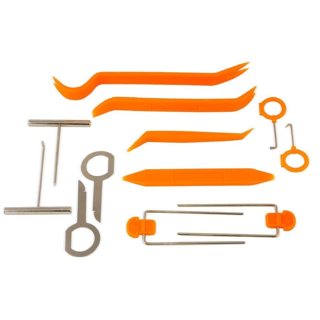  [AUSTRALIA] - IMZ Auto Door Clip Panel Trim Removal Tool Kits for Car Dash Radio Audio Refit Installer Pry Tool 12Pcs Orange-12PCs